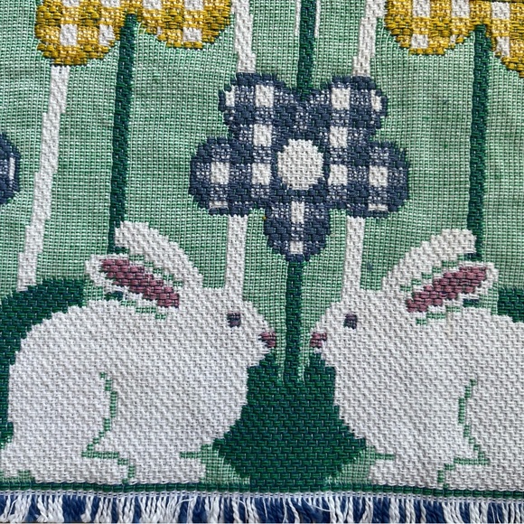 Park B. Smith Placemats Set Of 4 Baby Bunnies Easter Spring Fringe Cotton New - Picture 5 of 5